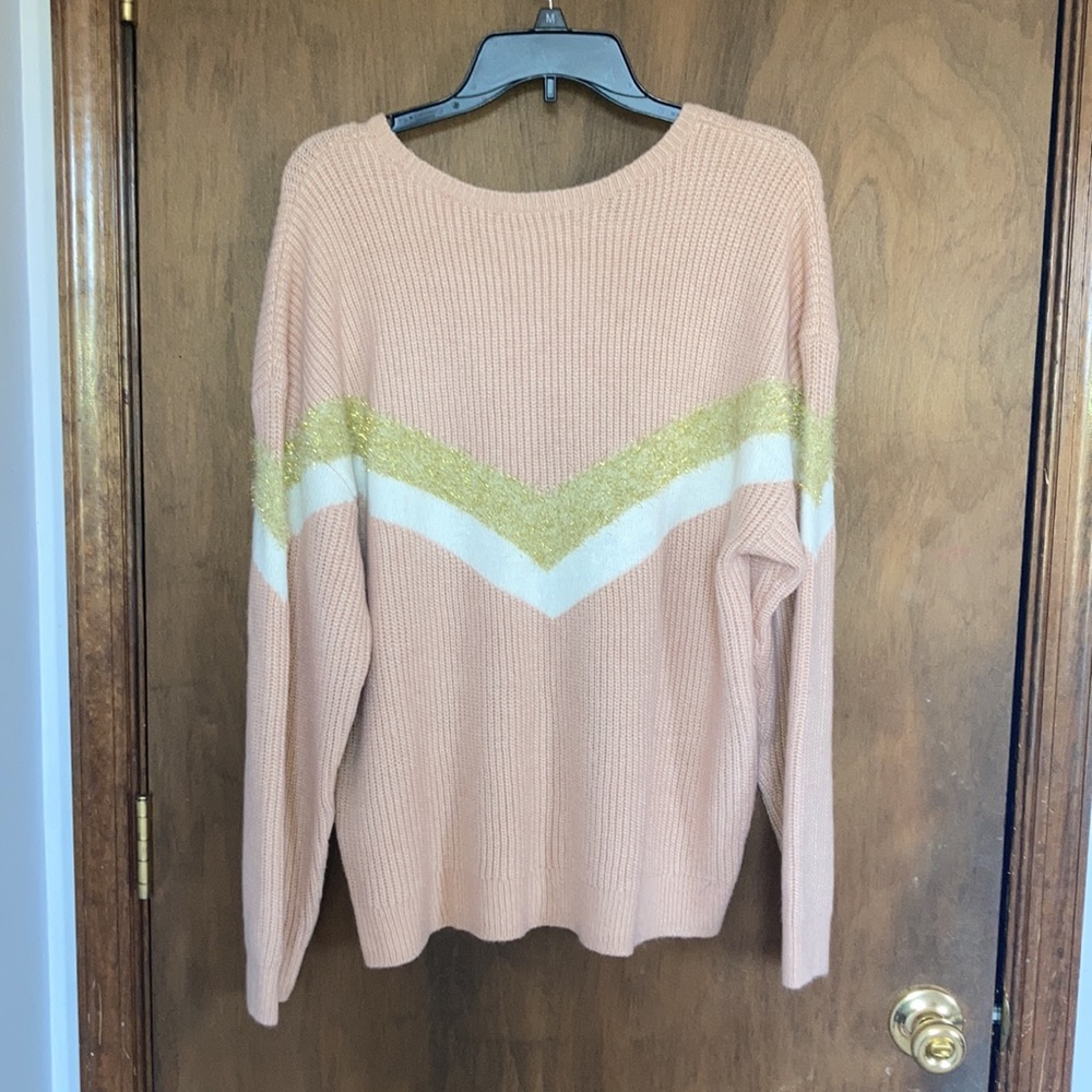 LastCall❌ Nine West sweater chevron stripe w/ metallic accents sweater size XXL - Picture 8 of 14